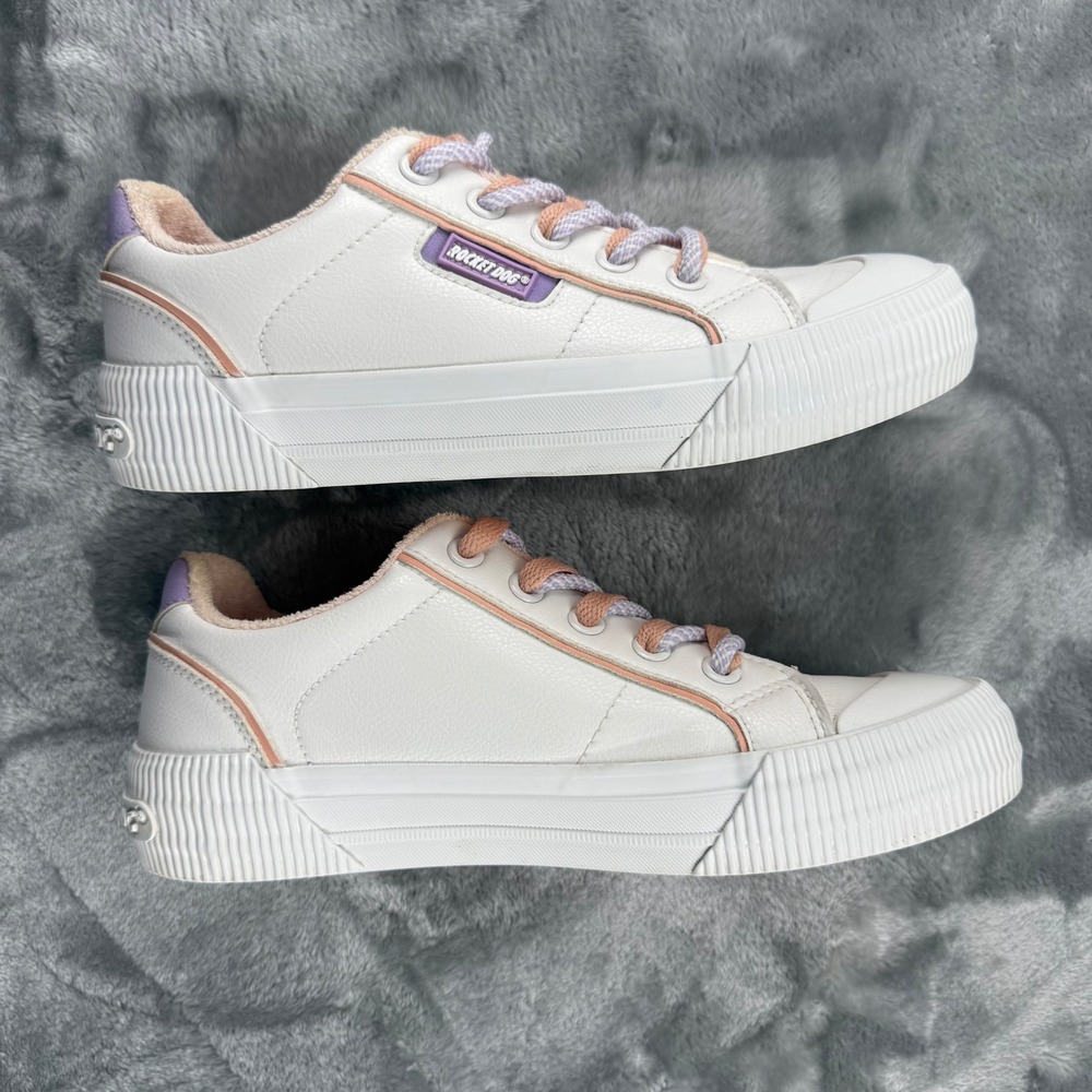 Rocket Dog Jazzin White Platform Sneakers Pastel Peach Lilac Women US 8 Skater